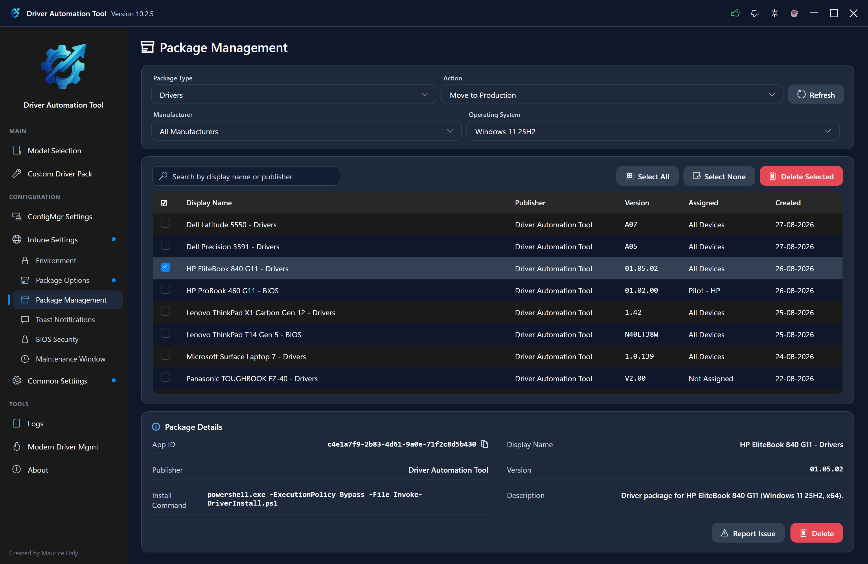 Managing deployed Win32 app packages